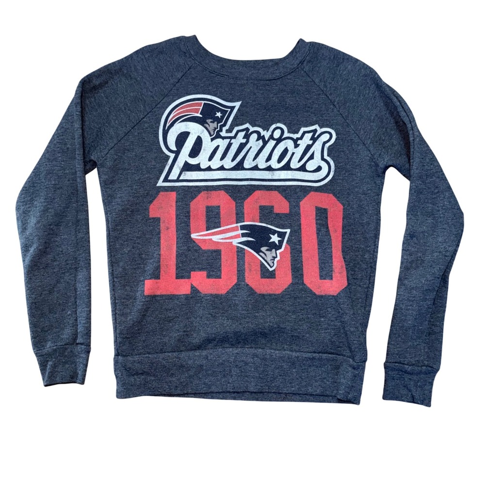 NFL New England Patriots Sweatshirt Womens Small Blue 1960 Graphic Pullover